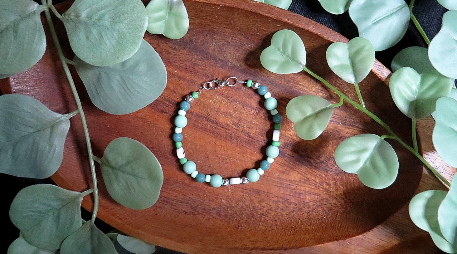 Bracelet teal + hearts